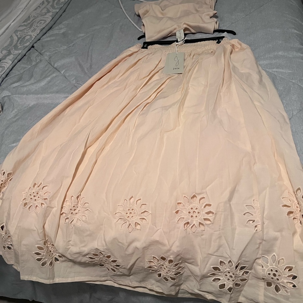 Joie Cream A-Line Skirt with Floral Details